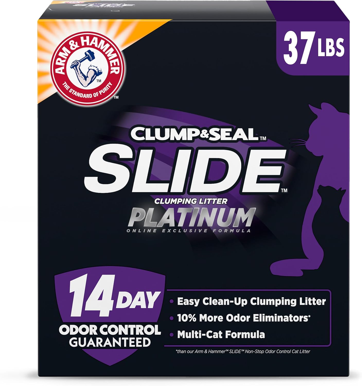 ARM & HAMMER Clump & Seal SLIDE Platinum Multi-Cat Clumping Cat Litter, Easy