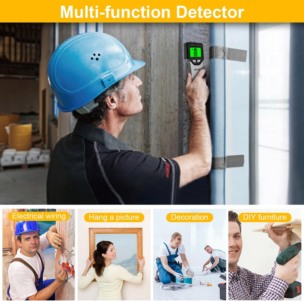 Stud Finder Wall Scanner - 5 in 1 Stud Finder Tool w/Smart Chip and HD LCD Display, Stud Detector Beam Finders for the Center and Edge of Wood AC Wire Metal Studs Joist Pipe (‰Û?Silver Plate)