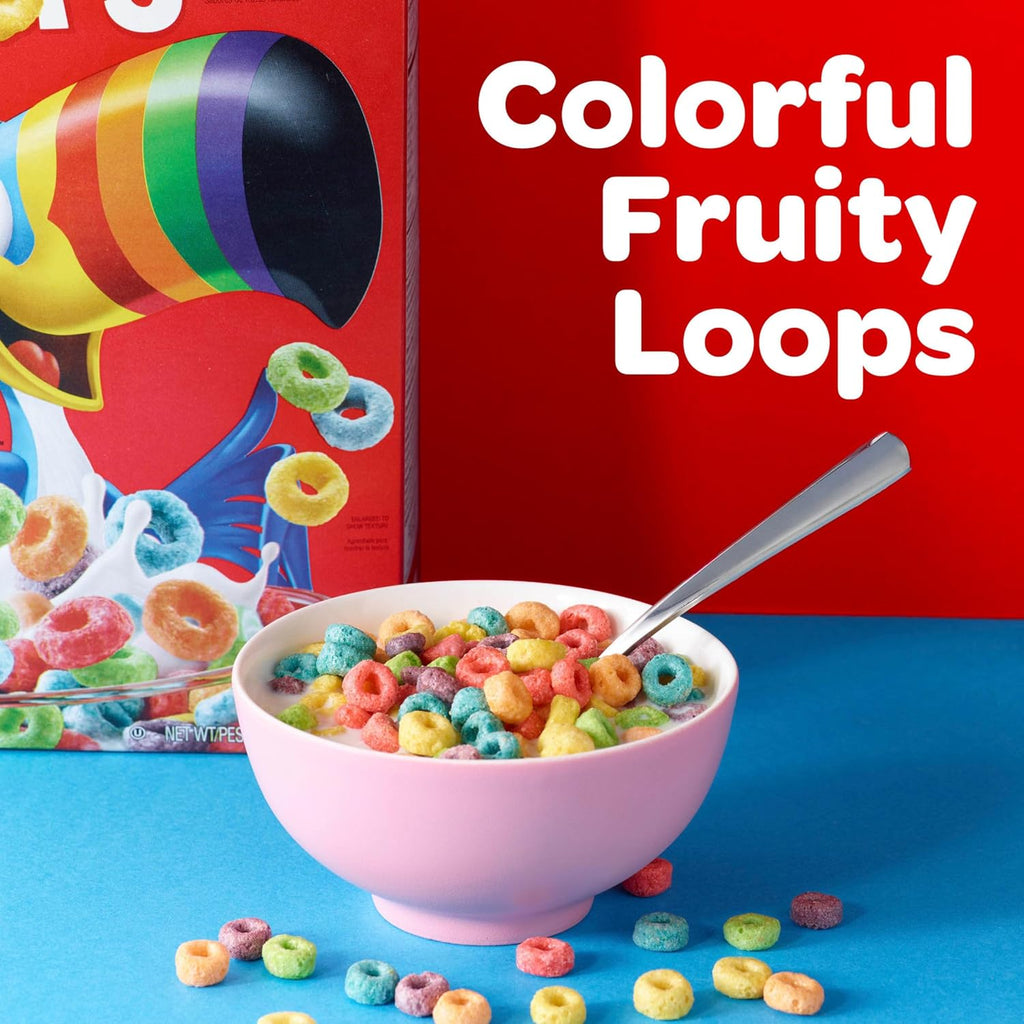 Kellogg's Froot Loops Breakfast Cereal, Good Source of Fiber, 15g Whole