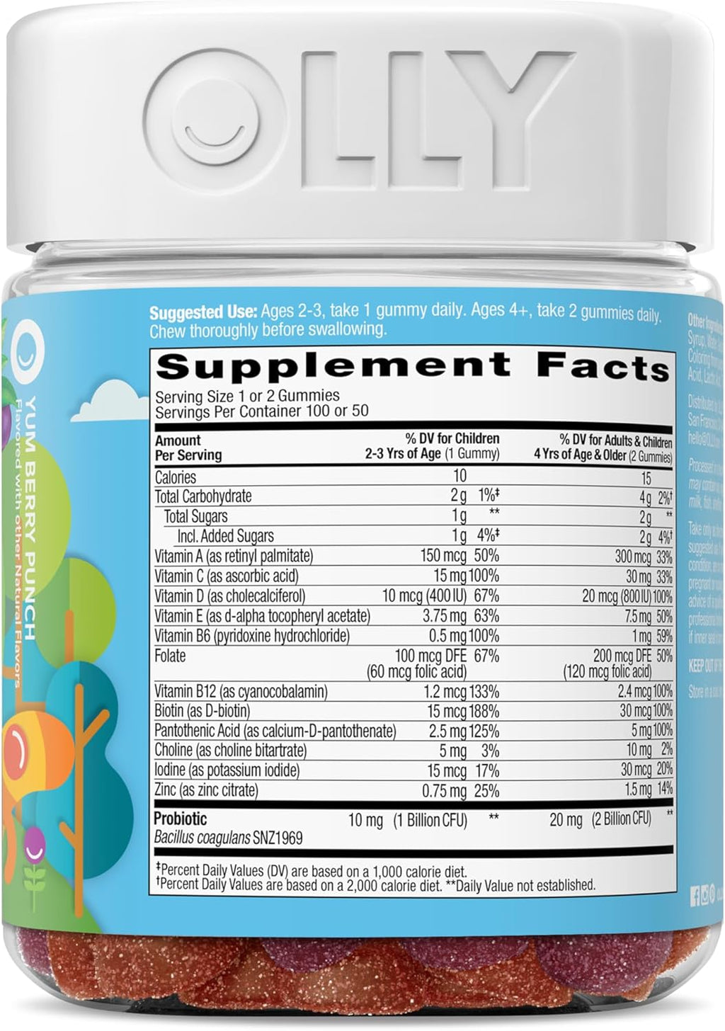 OLLY Kids Multivitamin & Probiotic Gummy, Digestive Support, Vitamins A, D