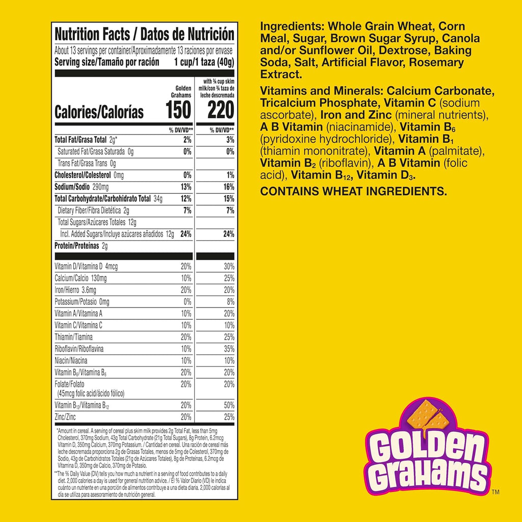 Golden Grahams Breakfast Cereal, Graham Cracker Taste, Made with Whole Grain