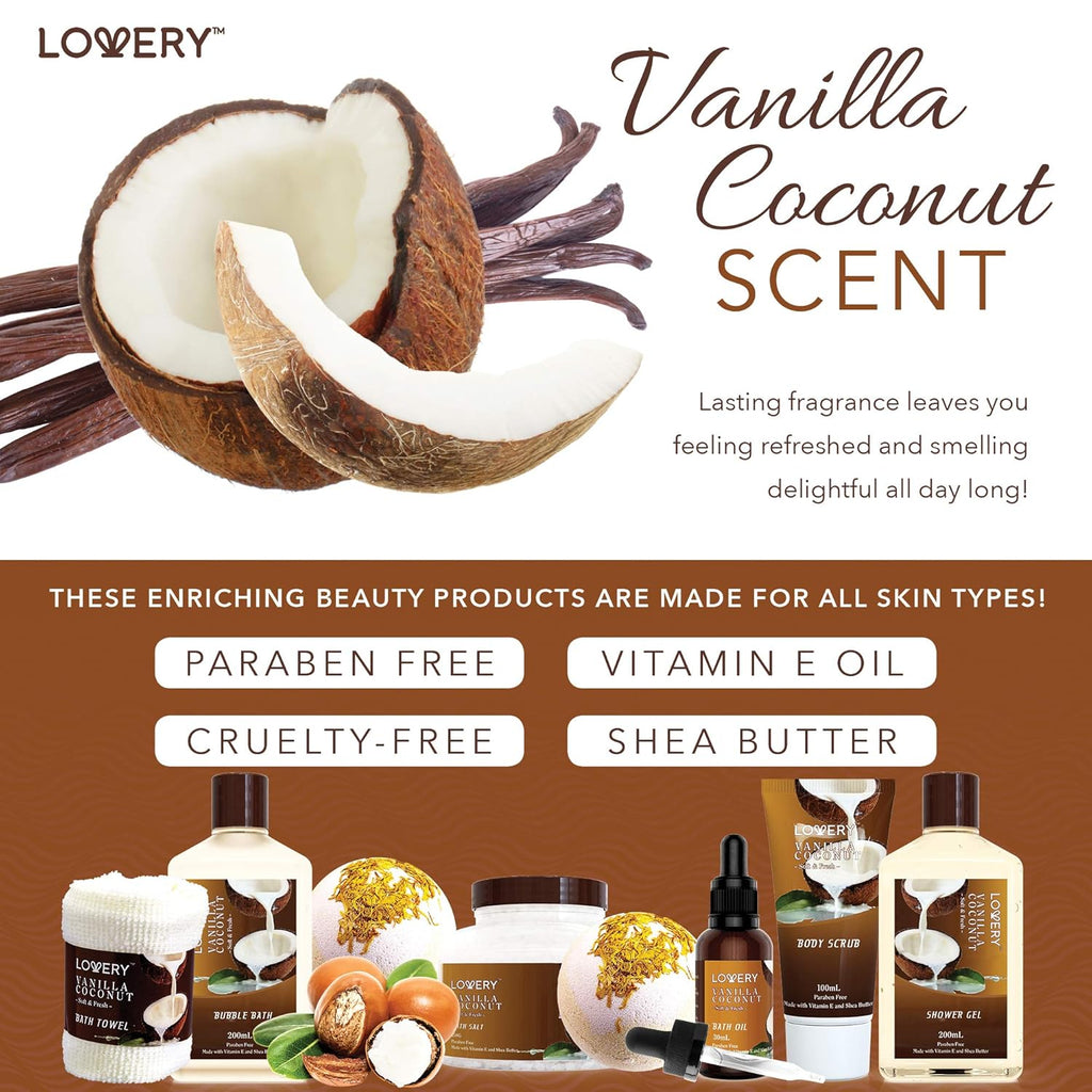 Gifts For Women Gift Basket for Women‰ÛÒ 9 Piece Set of Vanilla Coconut Home