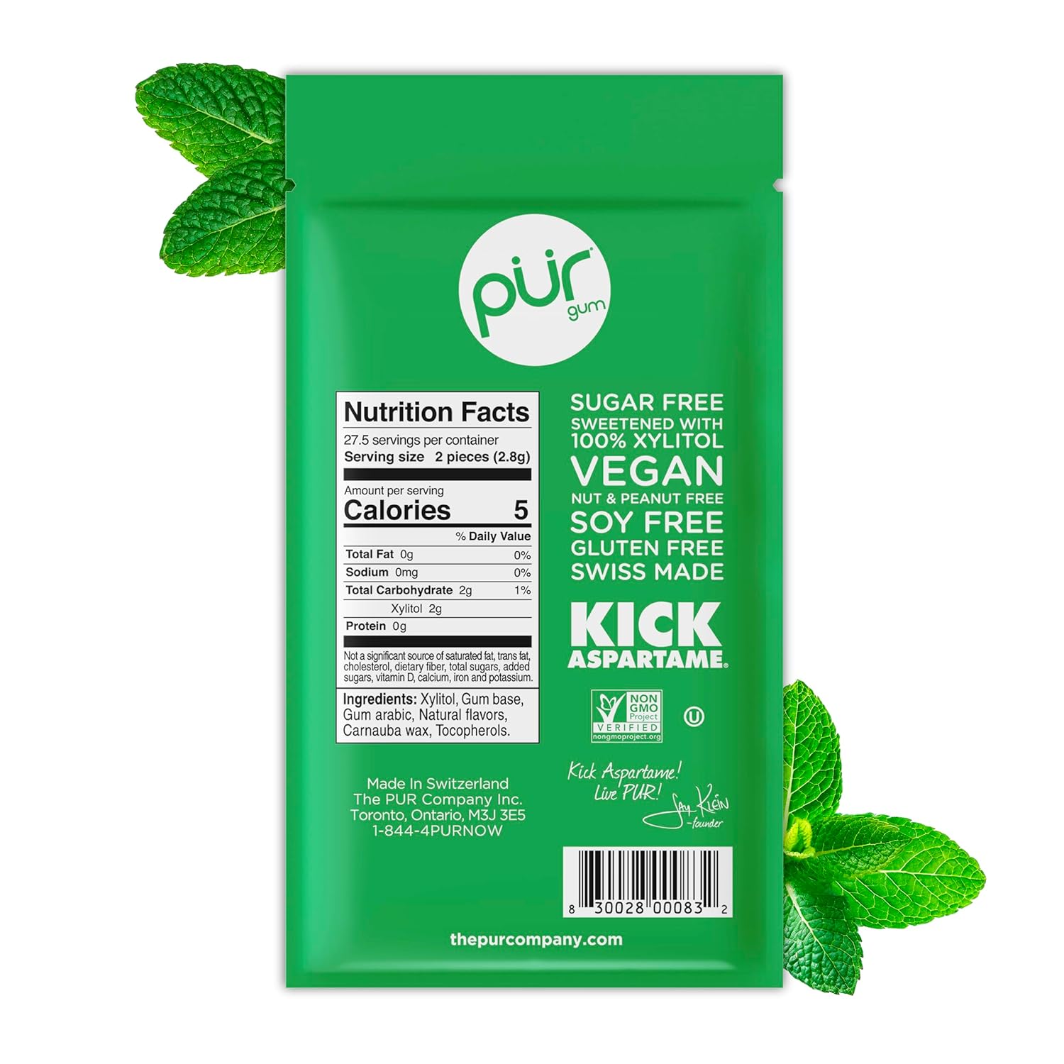 PUR Gum Aspartame Free Chewing Gum