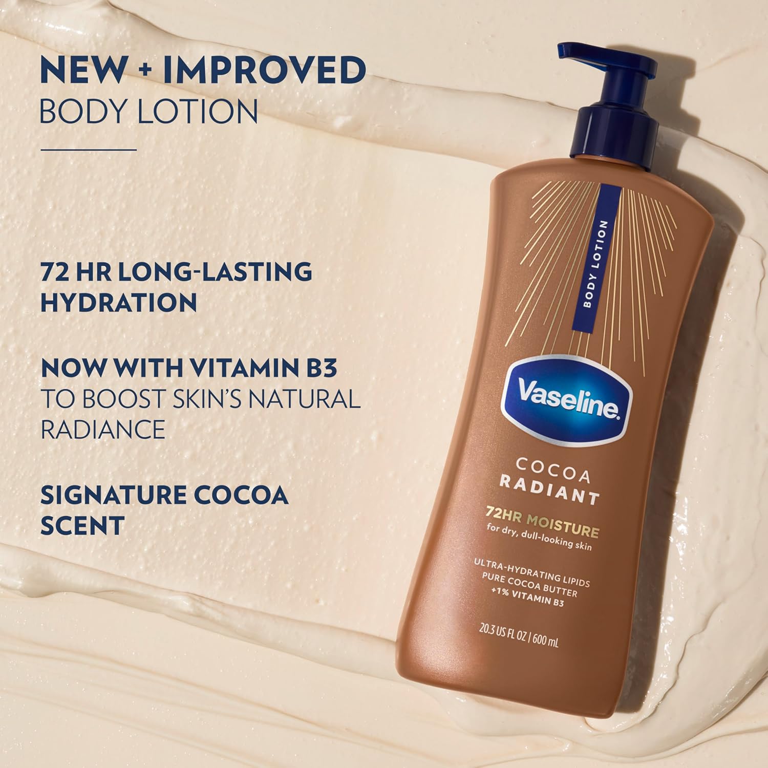 Vaseline Intensive Care Body Lotion Cocoa Radiant 3 count for Dry Skin Lotion