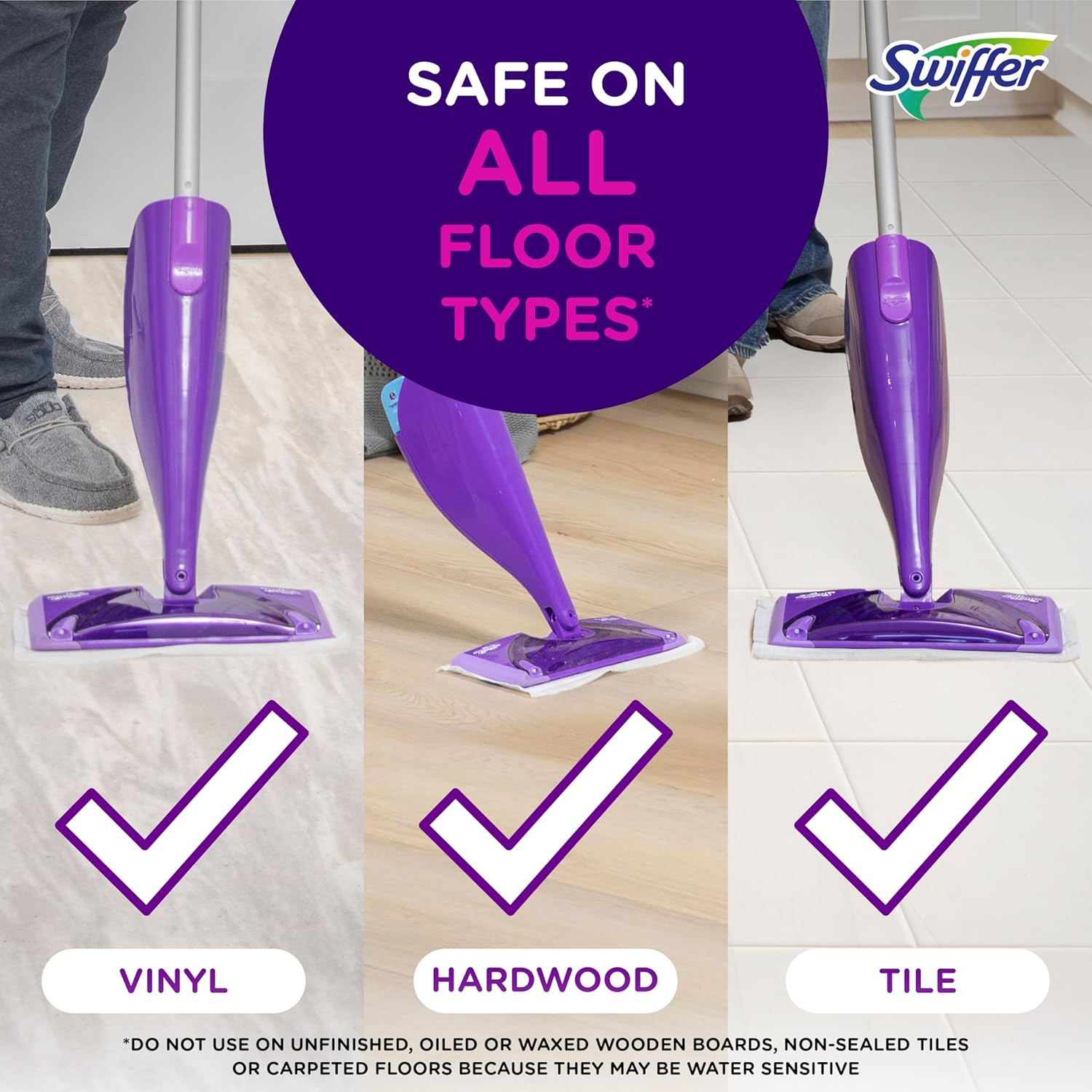 Swiffer WetJet Hardwood Floor Cleaner Spray Mop Pad Refill, Bathroom Cleaning