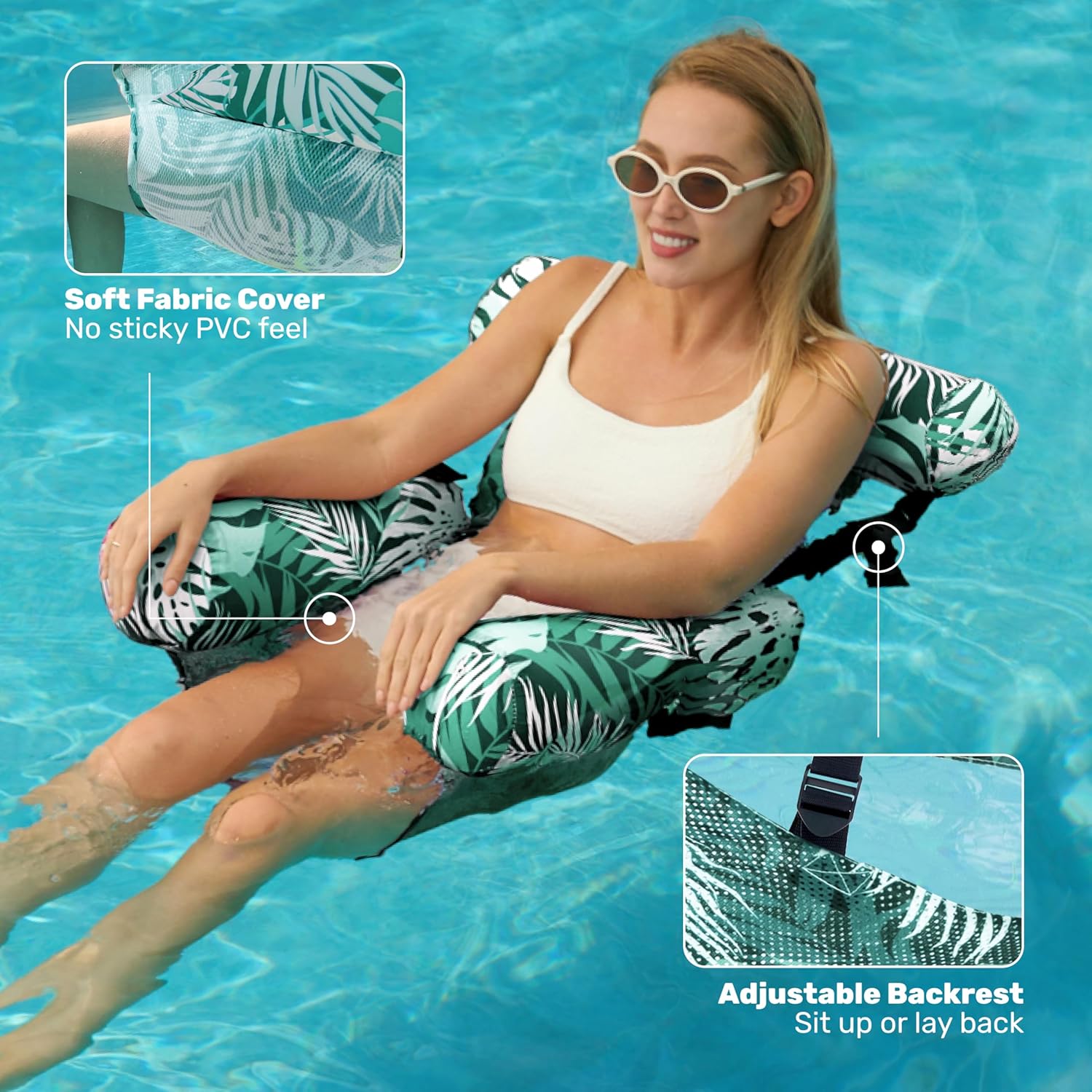 SLOOSH Inflatable Pool Floats Adult,2 Packs Floating Lounge Chairs,Blow up