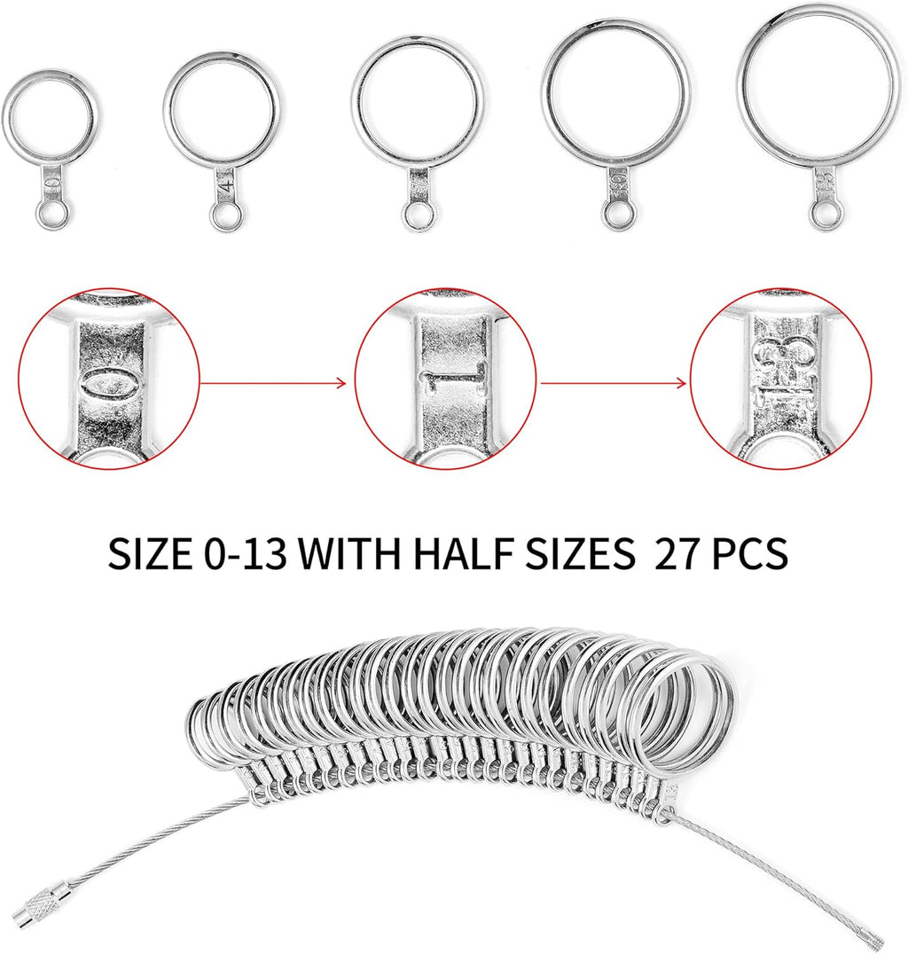 Bflaae Ring Sizer Measuring Tool Kit, 27 PCS Stainless Steel Measuring Ring