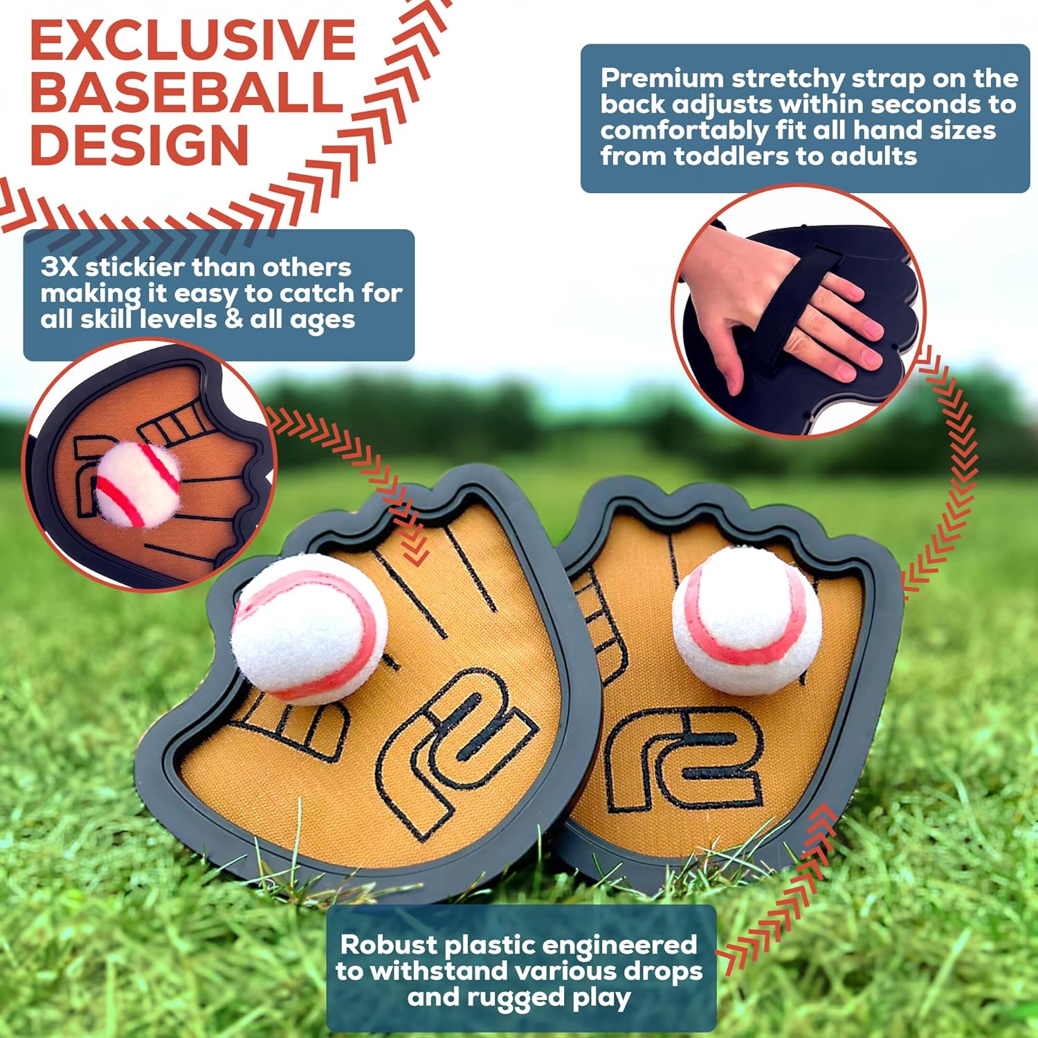 Toss and Catch Ball Game Set - Easy to Use Sticky Balls & Beginner Baseball