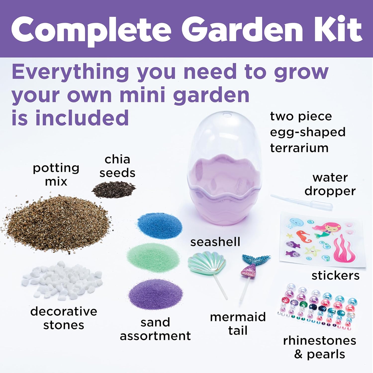 Creativity for Kids Mini Garden: Mermaid Terrarium Kit - Mermaid Gifts for