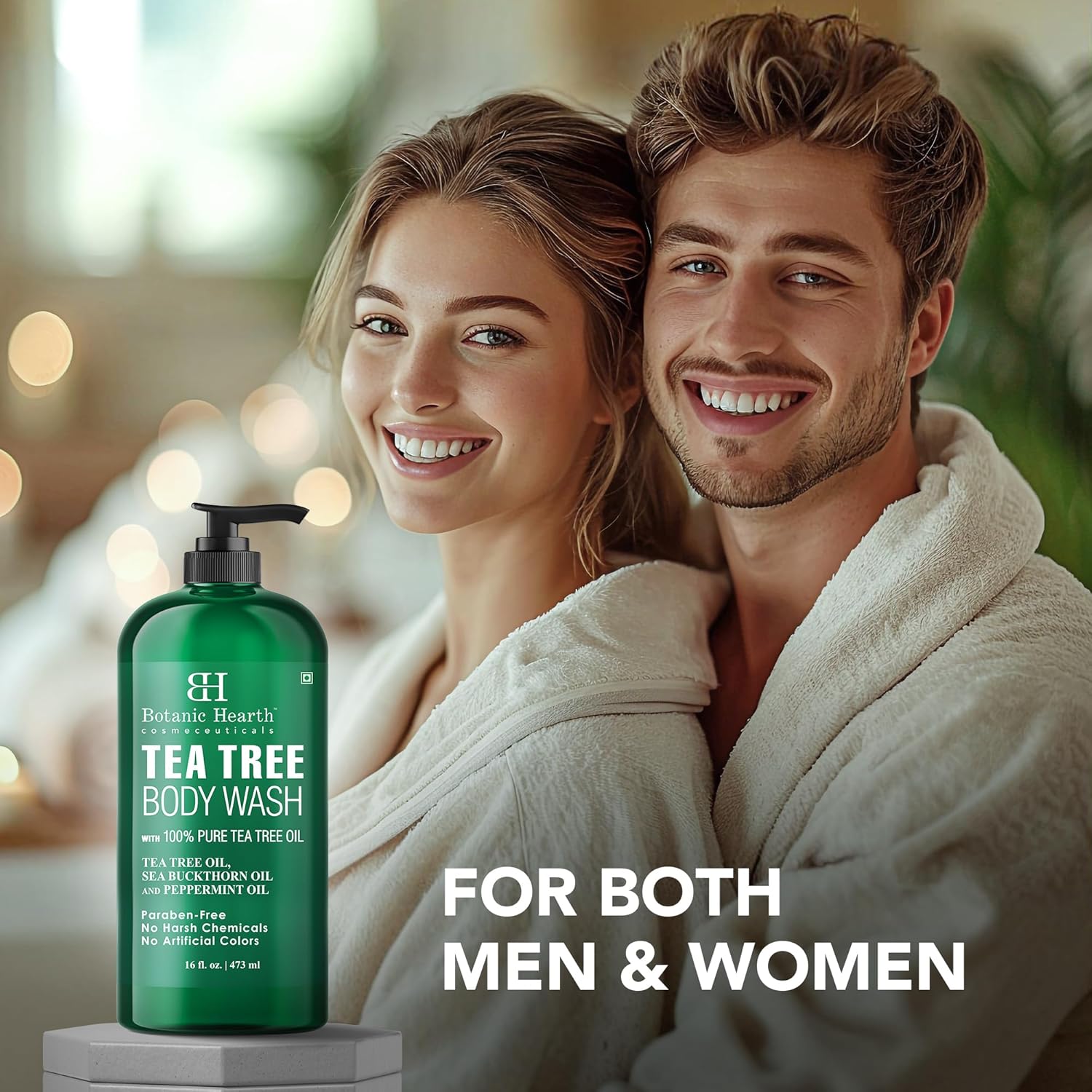Botanic Hearth Tea Tree Body Wash -16 fl oz- All-Natural Antifungal & Odor-Control Shower Gel for Acne, Athlete‰۪s Foot, Ringworm, Jock Itch & Healthy Skin,Sulfate & Paraben Free, for Men and Women