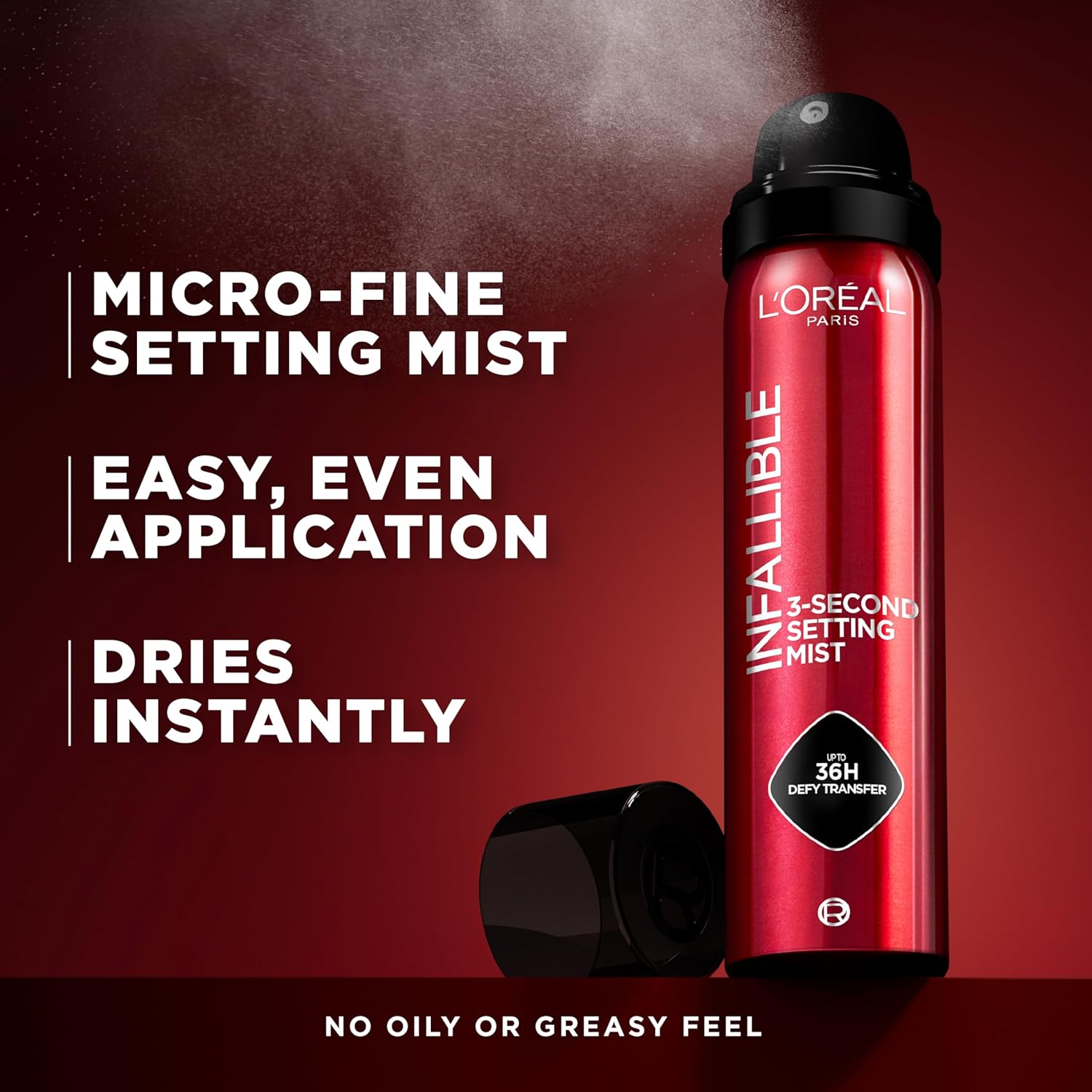 L'Oreal Paris Infallible 3-Second Setting Spray Mist, Microfine Mist for up
