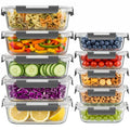 Dealusy 10 Sets 36 oz & 12 oz Glass Food Storage Containers with lids, Gray