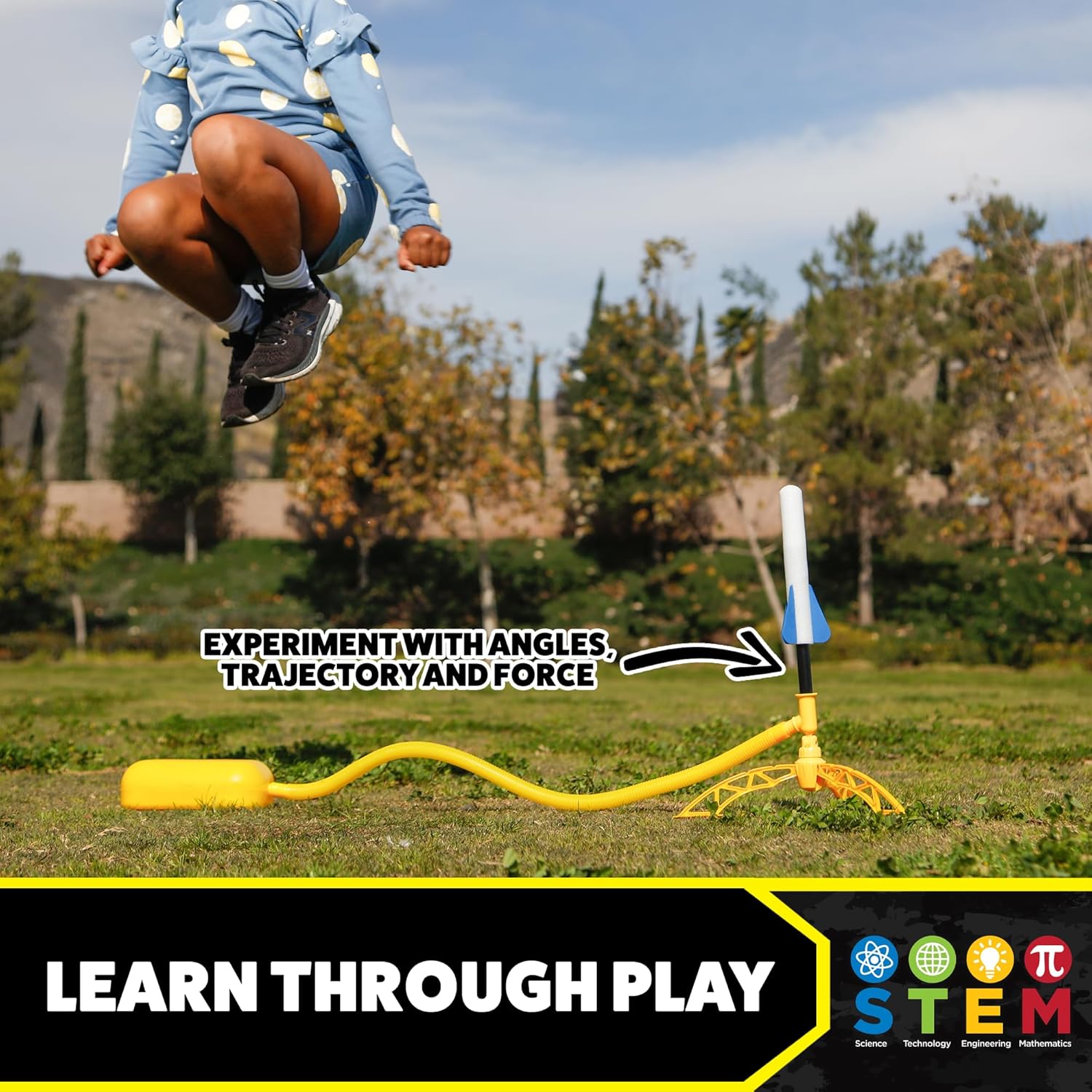Stomp Rocket Jr Glow Rocket Launcher for Kids - 4 Glow-in-The-Dark Rockets