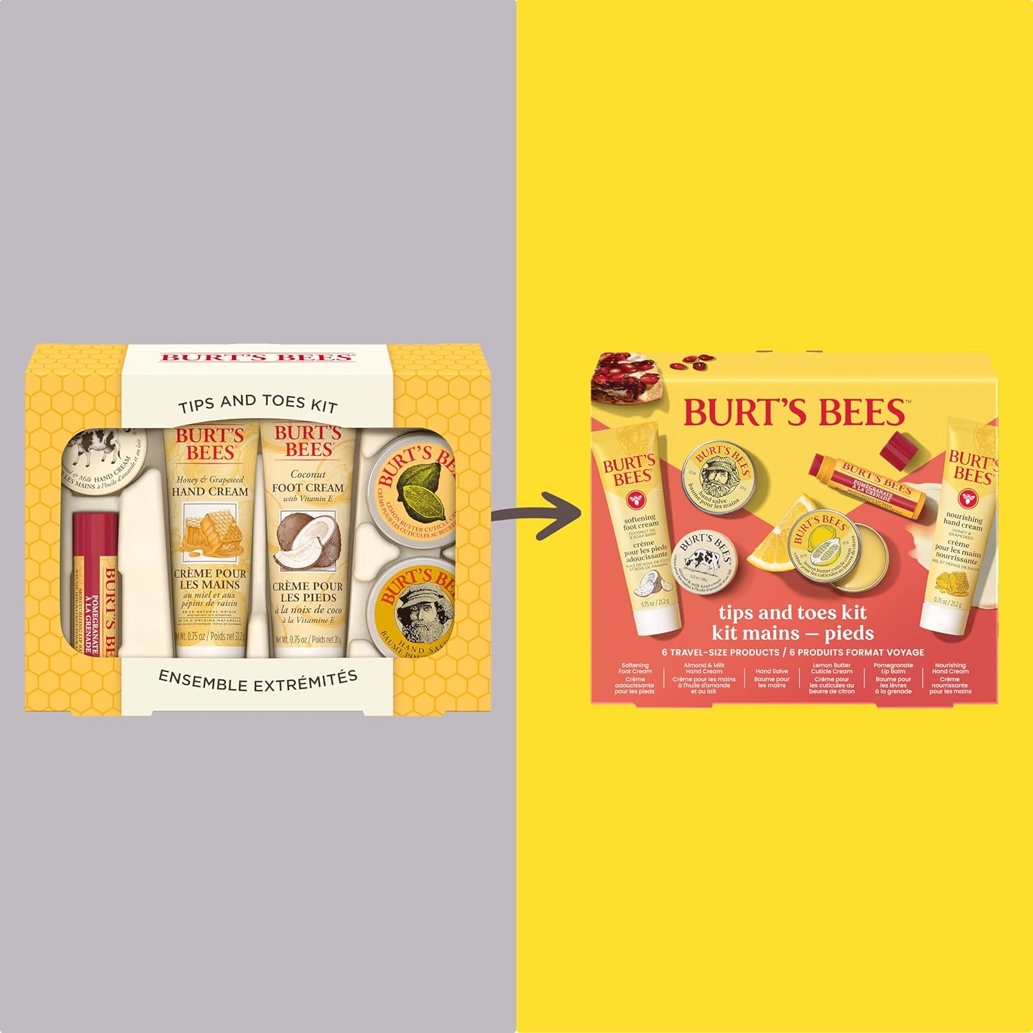 Burt's Bees Gifts Ideas, Tips and Toes Kit, 6 Travel Size Products