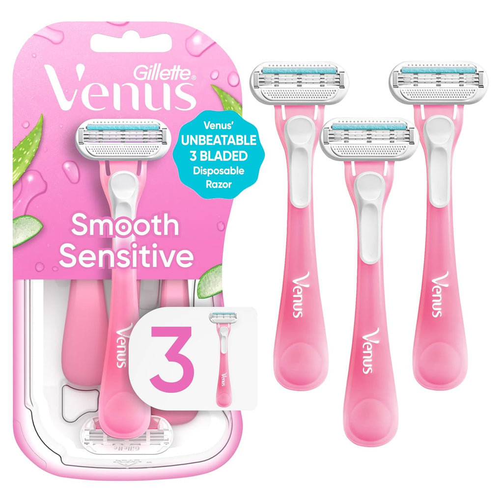 Gillette Venus Sensitive Women's Disposable Razors - Single Package of 3