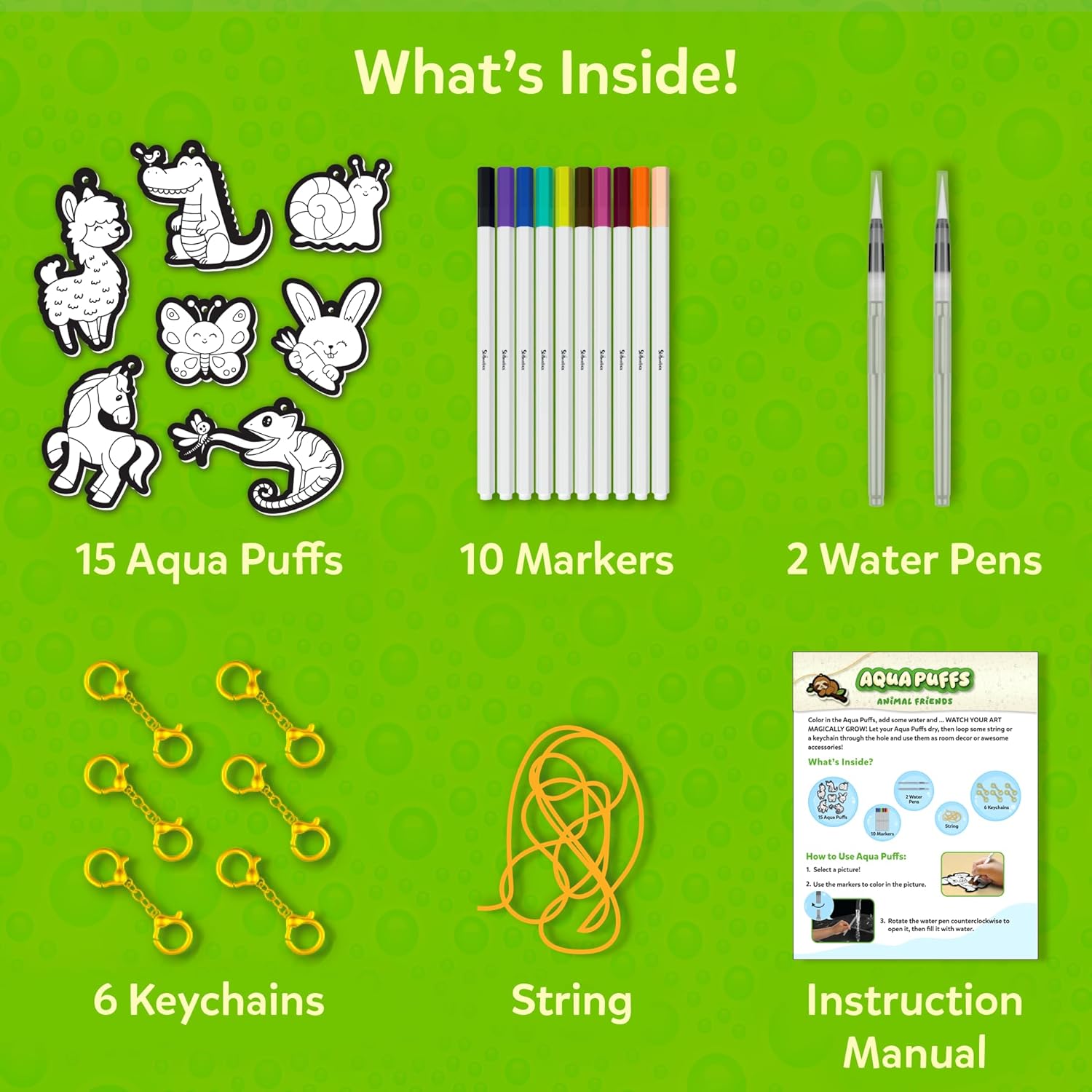 Skillmatics Aqua Puffs - 3D Art Kit, Animals, Mess-Free Paint by Number Craft