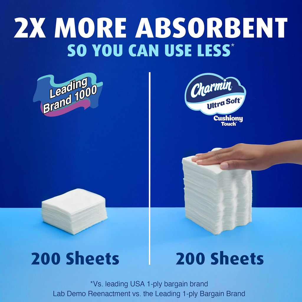 Charmin Ultra Soft Cushiony Touch Toilet Paper, 24 Family Mega = 123 Regular
