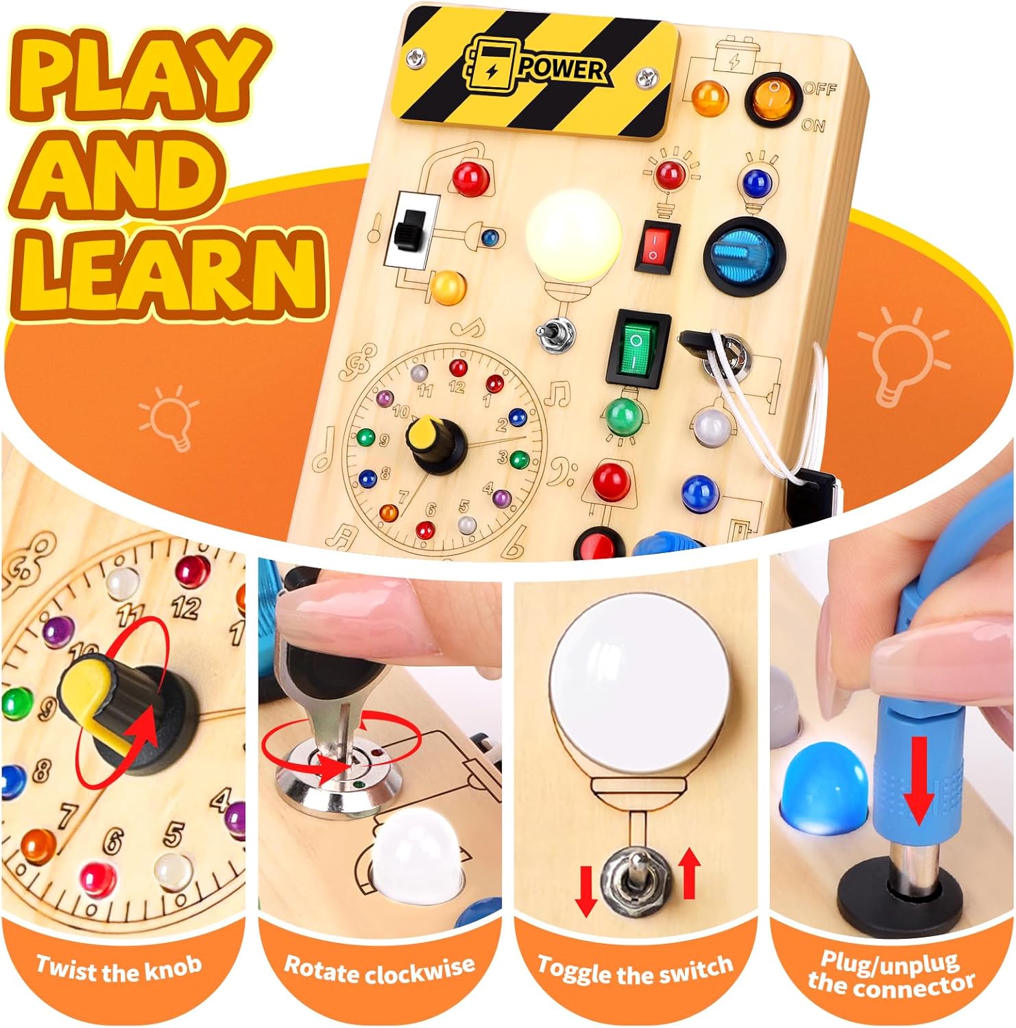 Grarain Busy Board for Toddlers - Montessori Educational Toy for 1-3 Year Old