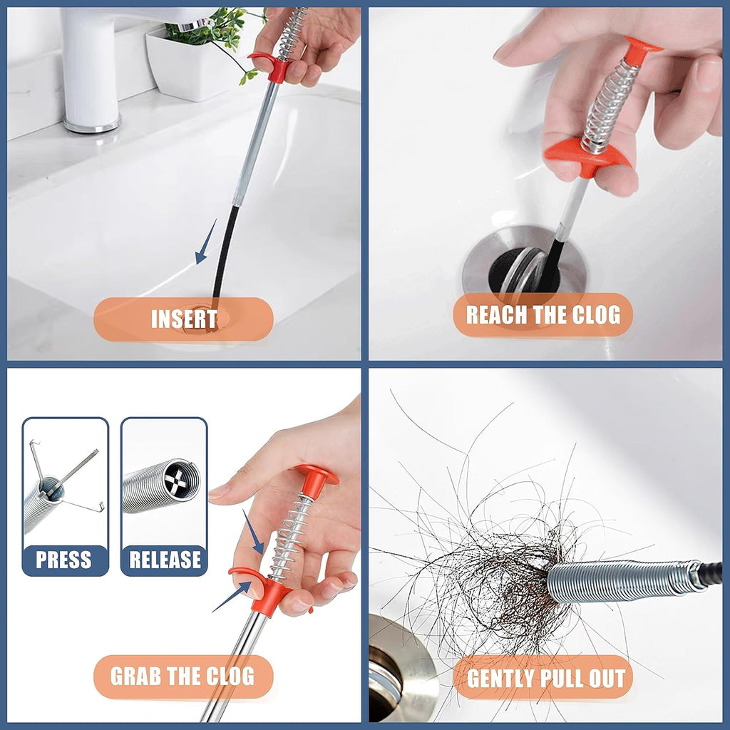 35.5inch Drain Clog Remover(1pcs), 25inch Drain Snake Hair Remover(6pcs) •?