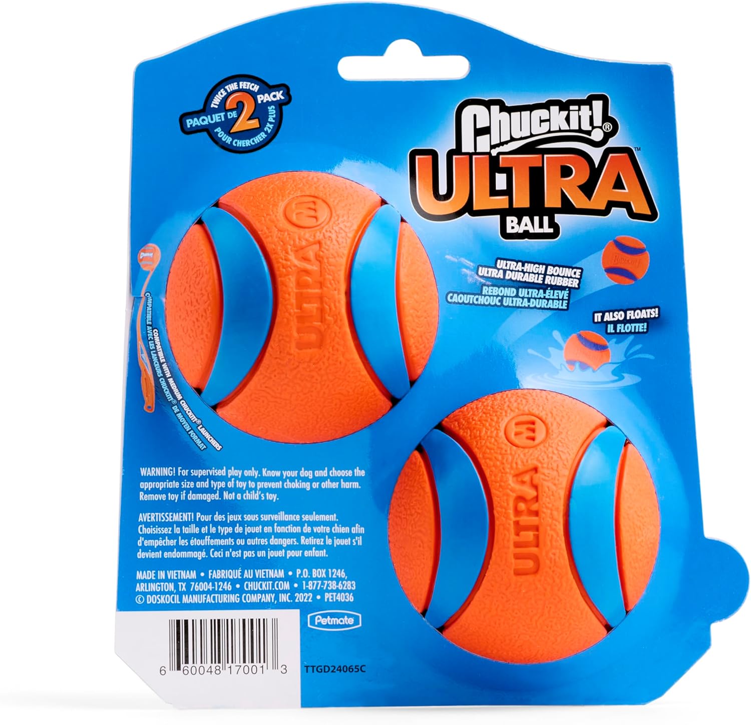Chuckit! Ultra Ball Dog Toy - Medium Bouncy Fetch Balls For Dogs 20-60 lbs