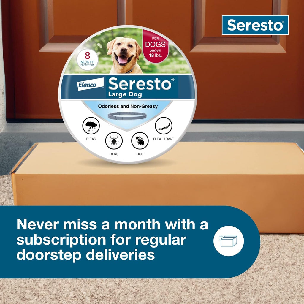 Seresto Flea & Tick Collar For Dogs Over 18 lbs., Treatment & Prevention, Vet-Recommend, 8 Month Protection