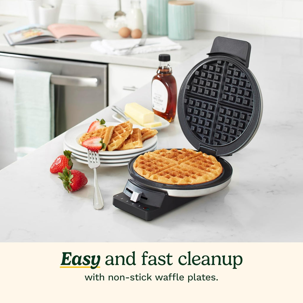 Cuisinart Waffle Maker, 1250W Round Classic Waffle Iron, 5-Setting Adjustable