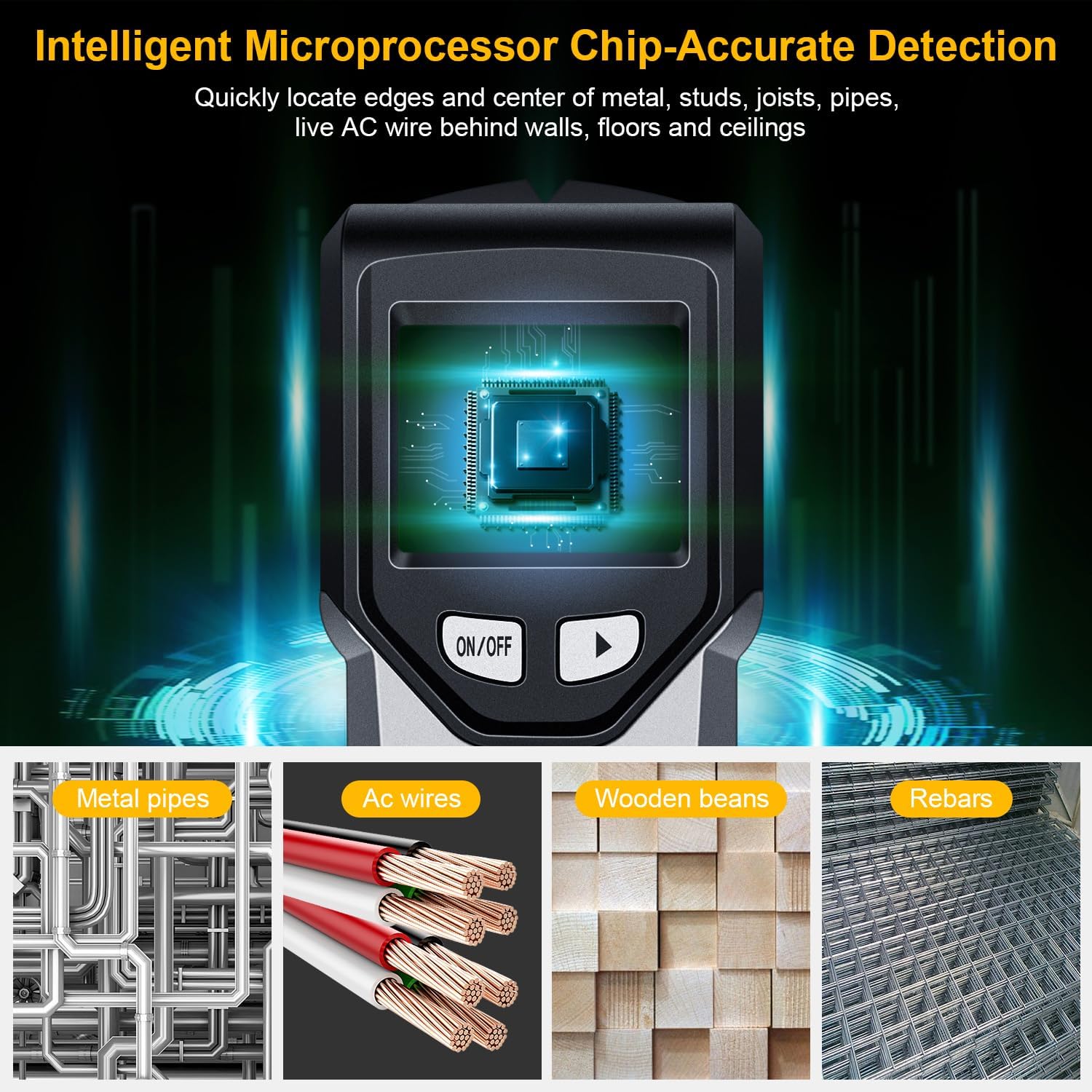 Stud Finder Wall Scanner - 5 in 1 Stud Finder Tool w/Smart Chip and HD LCD