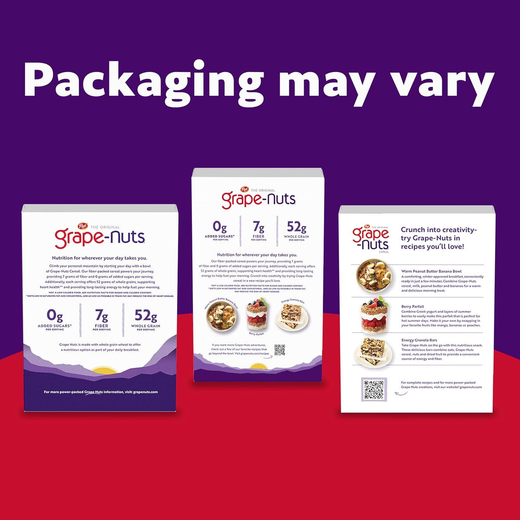 Grape-Nuts Original Cereal, Crunchy Whole Grain Wheat and Barley, Non-GMO