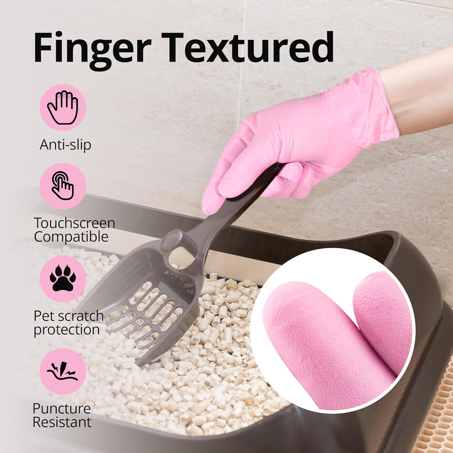 SwiftGrip Pink Nitrile Gloves, 3-mil, Industrial Gloves Disposable Latex Free, for Cleaning & Esthetician, Rubber Powder-Free, 100-ct Box (Small)