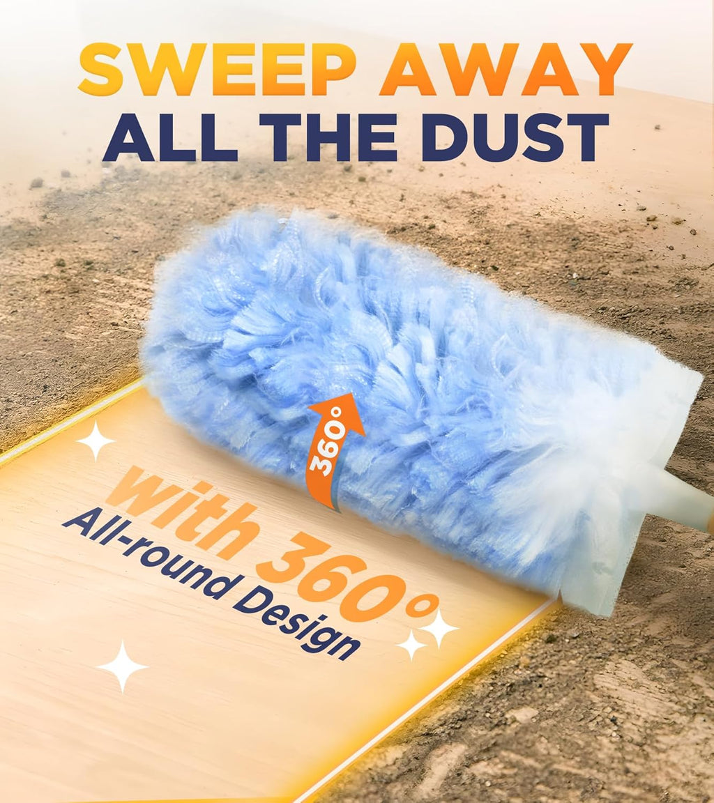 Heavy Duty Duster Refills for Swiffer Duster, 20 Count Duster Refills with 1 Handle, Multisurface 360å¡ Dusters with 4X Microfibers, Unscented Disposable Dusters for Cleaning