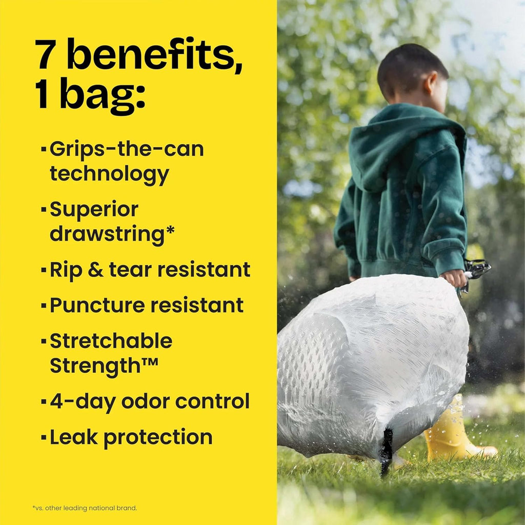 Glad Tall Kitchen Drawstring Trash Bags - Odorshield 13 Gallon White Trash