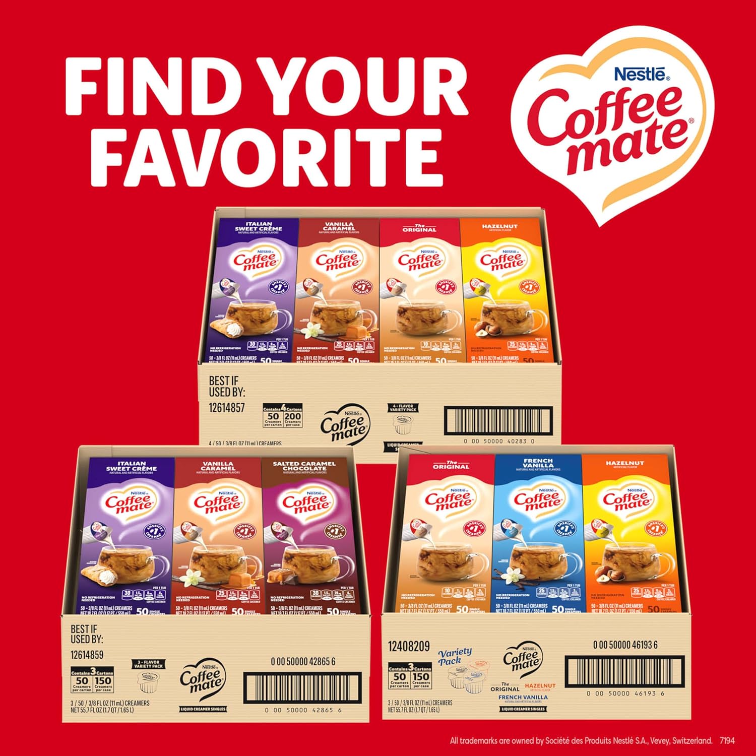 Nestle Coffee mate Creamer Singles Variety Pack, Original, French Vanilla