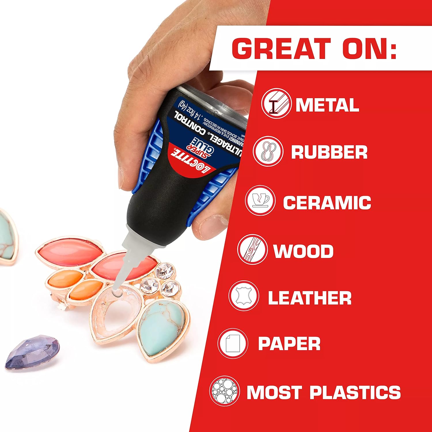 Loctite Super Glue Ultra Gel Control, Clear, 0.14 fl oz Bottle, 1 Pack