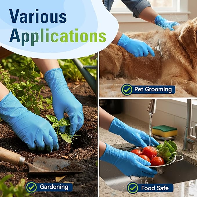 SWIFTLITE Nitrile Gloves, Food Safe Disposable Gloves Latex Free, Blue Rubber