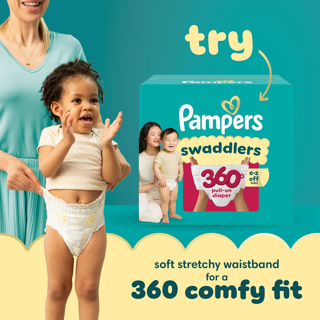 Pampers Swaddlers Diapers, Size 4 (15-34 lbs), 150 Count, Absorbent, Keeps