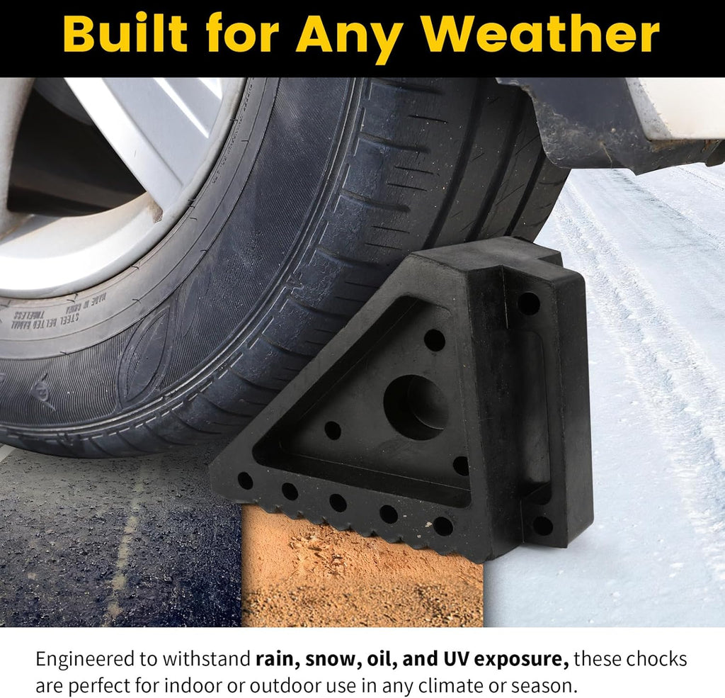 MaxxHaul Solid Rubber Wheel Chock 2-Pack