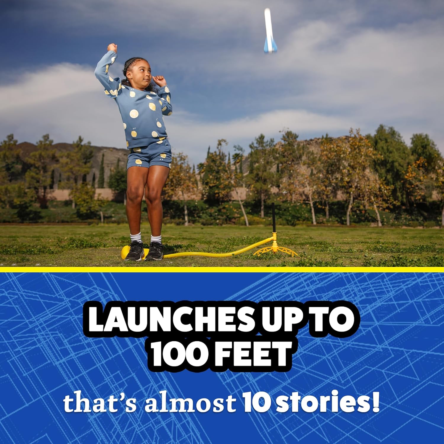 Stomp Rocket Jr Glow Rocket Launcher for Kids - 4 Glow-in-The-Dark Rockets