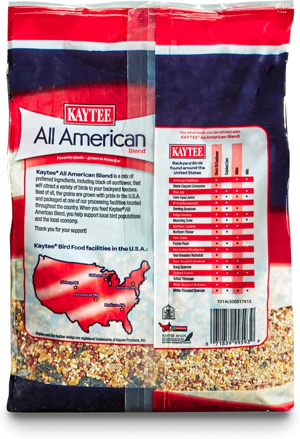 Kaytee All American Wild Bird Food Seed Blend for Cardinals, Blue Jays