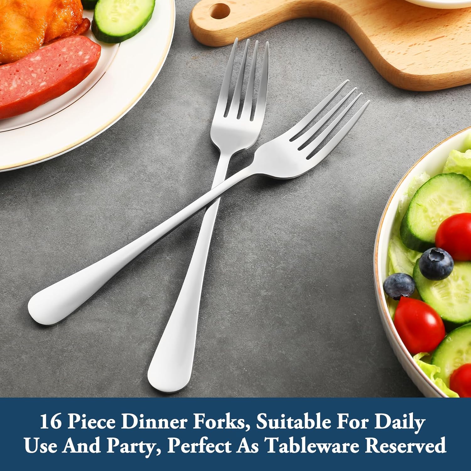 Dinner Forks,Set of 16 Top Food Grade Stainless Steel Silverware Forks,Table
