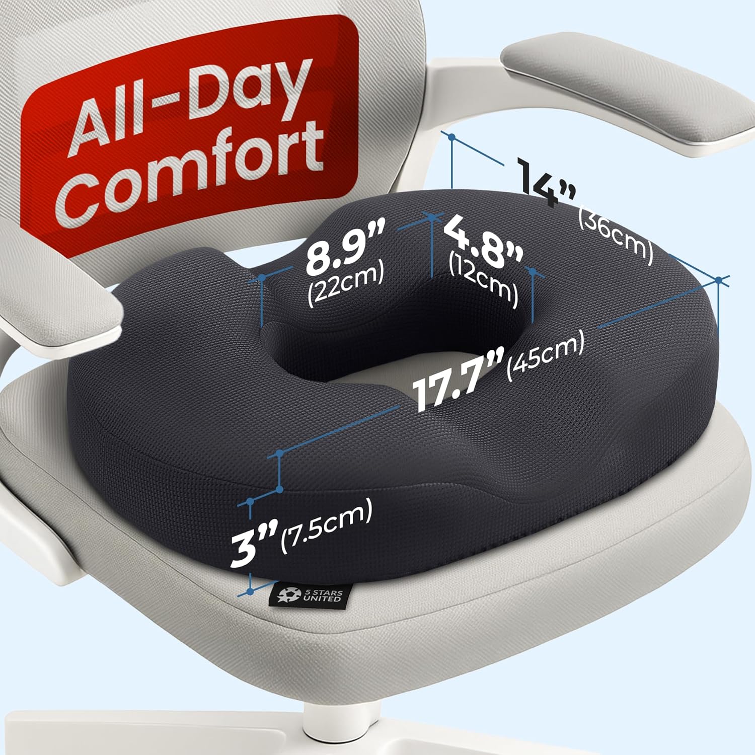 5 STARS UNITED Donut Pillow Hemorrhoid Tailbone Cushion ‰ÛÒ Large Cushion for