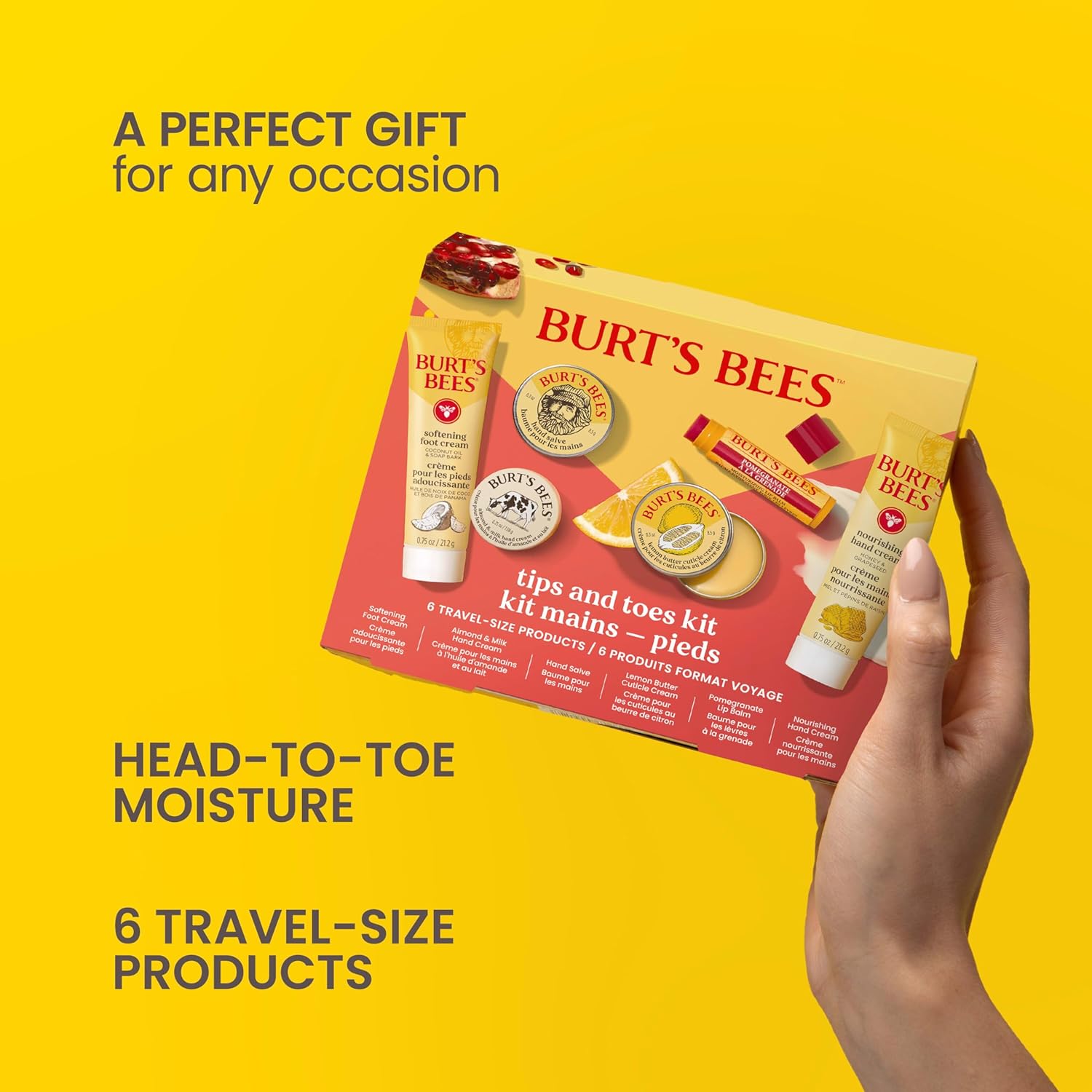 Burt's Bees Gifts Ideas, Tips and Toes Kit, 6 Travel Size Products