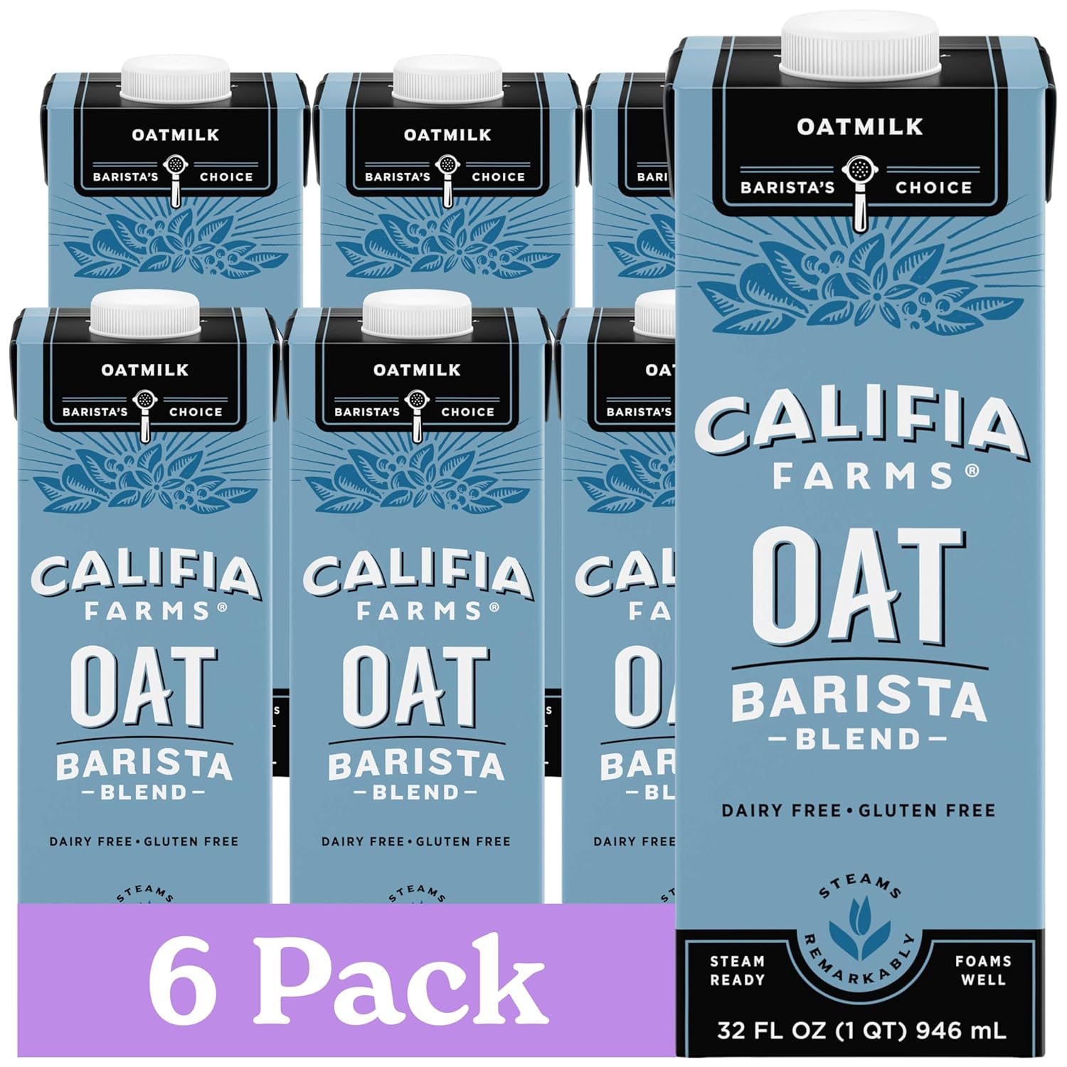 Califia Farms - Oat Barista Blend Oat Milk, 32 Oz (Pack of 6), Shelf Stable