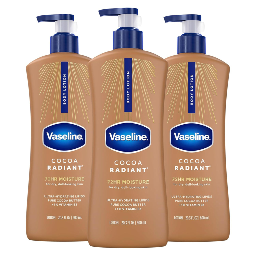 Vaseline Intensive Care Body Lotion Cocoa Radiant 3 count for Dry Skin Lotion