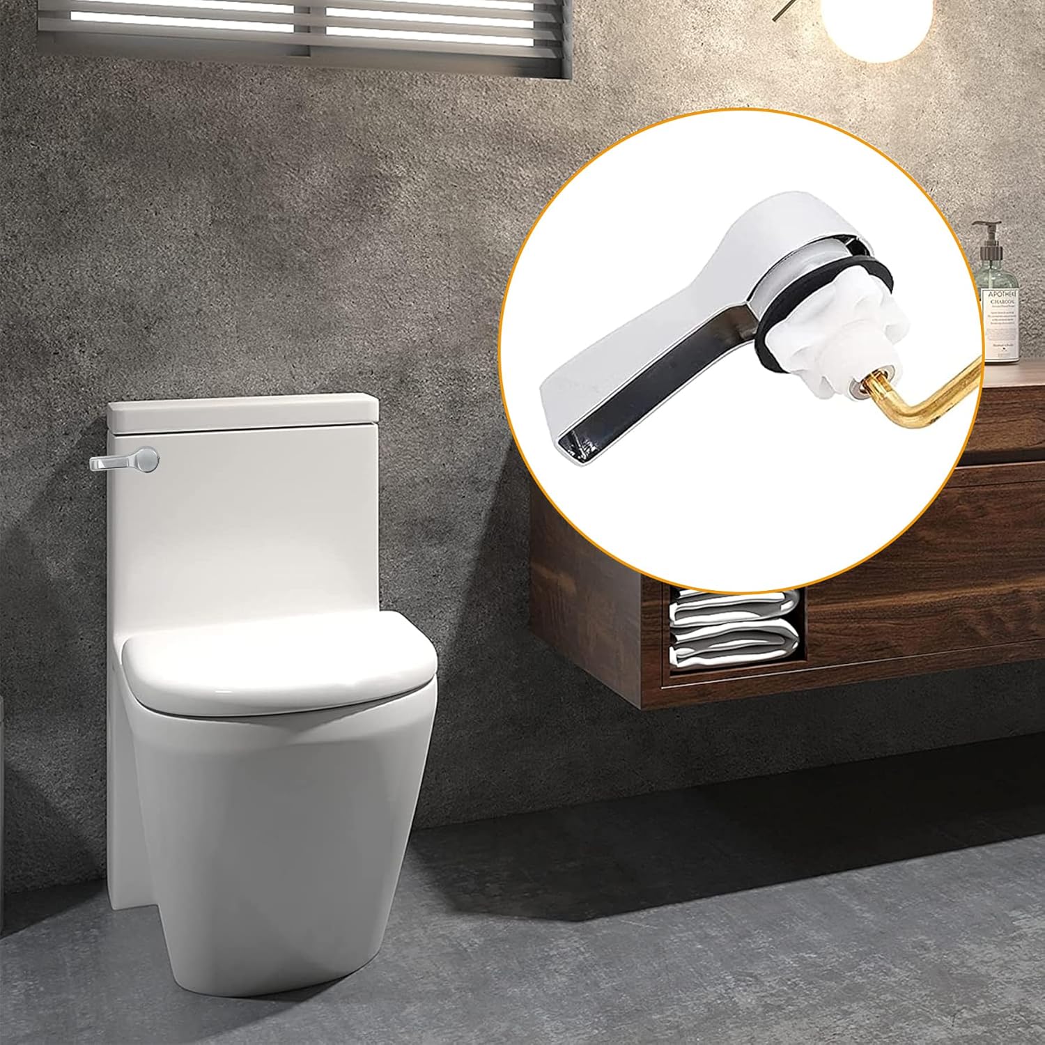 Hibbent Universal Metal Front Mount Toilet Handle Replacement Kit, Brass