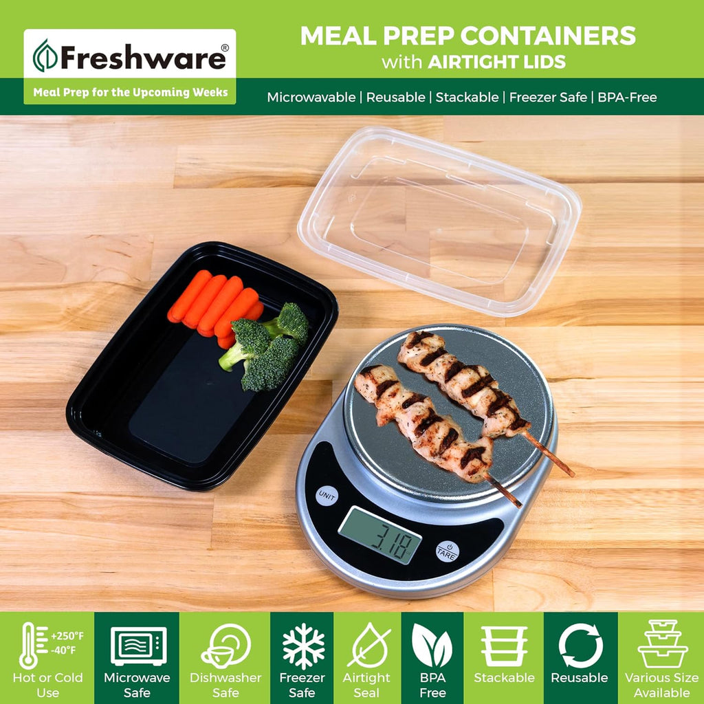 Freshware Meal Prep Containers 50 Pack 1 Compartment Food Storage Containers