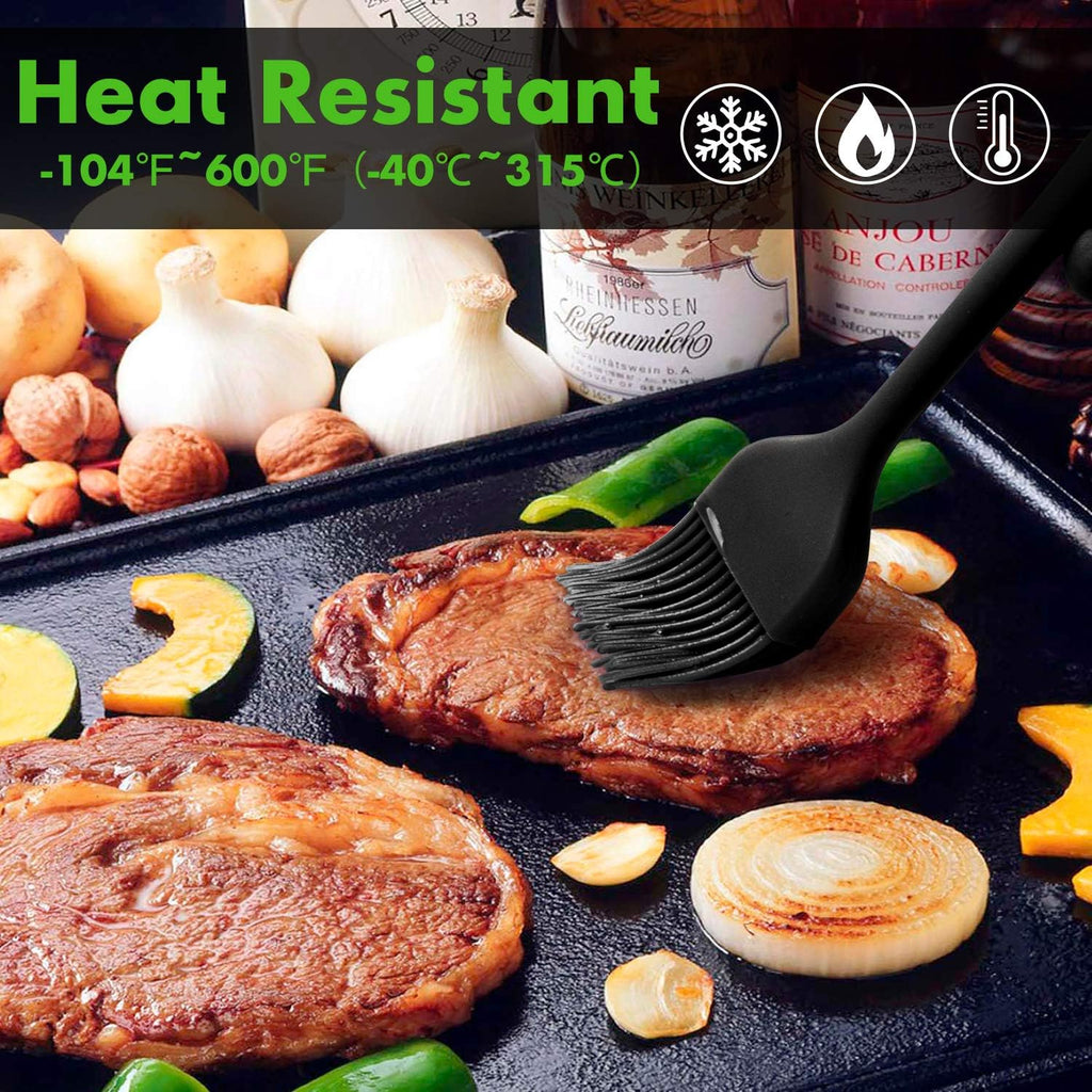 HOTEC 600‰ãä Heat Resistasnt Basting Brushes, BPA Free Silicone Pastry Brush, Spread Oil Butter Sauce Marinades for BBQ Grill Barbecue Baking Kitchen Cooking Dishwasher Safe (Black 2)