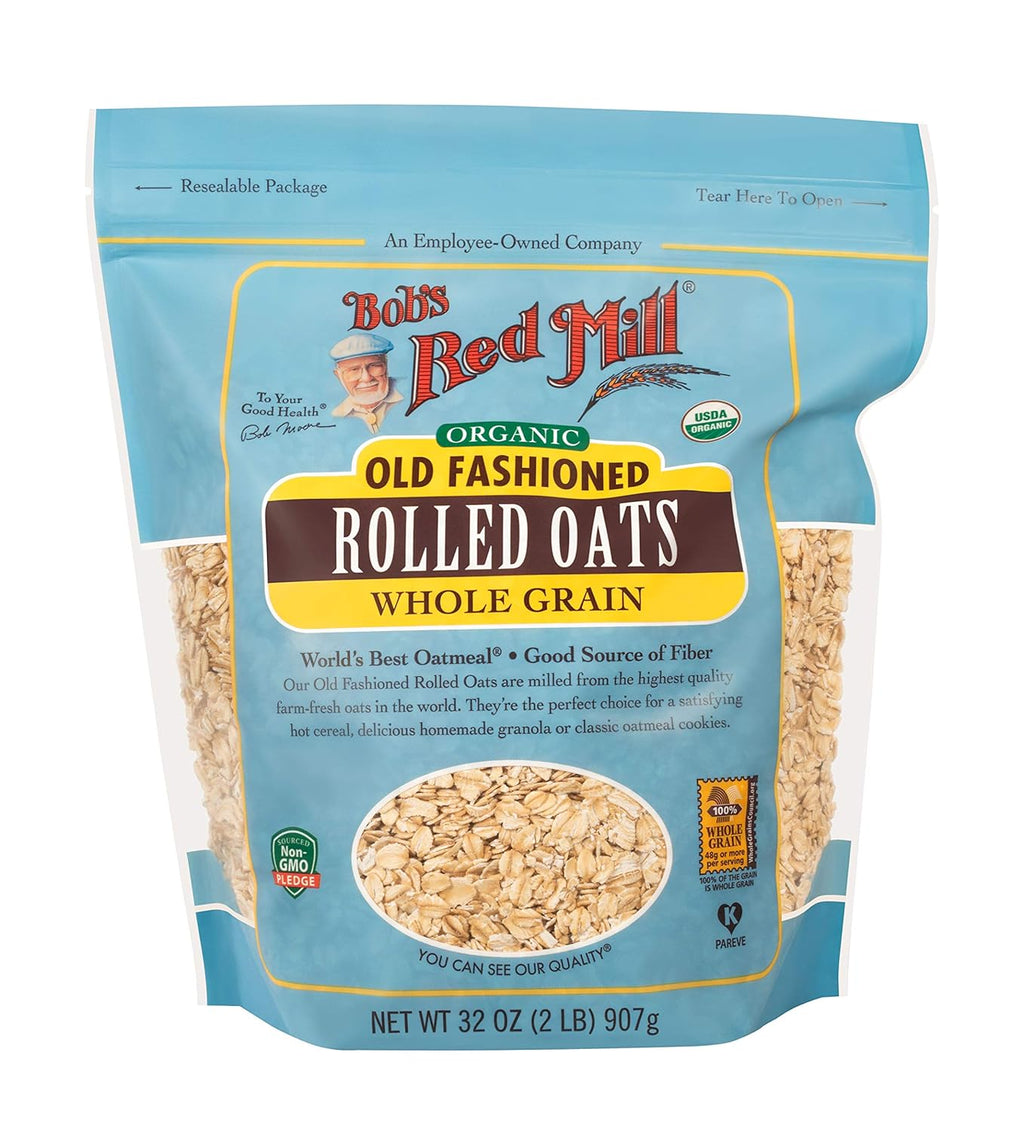 Bob's Red Mill Organic Old Fashioned Rolled Oats, 32oz (Pack of 4) - Non GMO