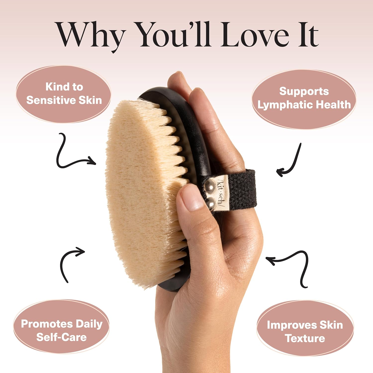 Kitsch Dry Brushing Body Brush for Lymphatic Drainage- Soft Bristles Shower