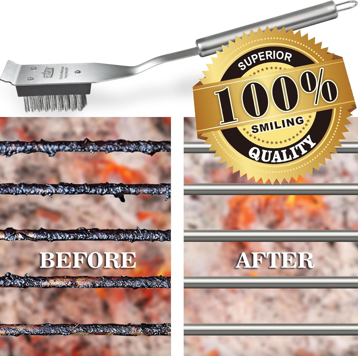 GRILLART Grill Brush and Scraper, Wire BBQ Grill Brush for Outdoor Grill, 16.5‰۝ Grill Cleaning Brush BBQ Grill Accessories, Safe Grill Cleaner Brush-Ideal Gift for Men/Dad BBQ Brush for Grill Cleaning