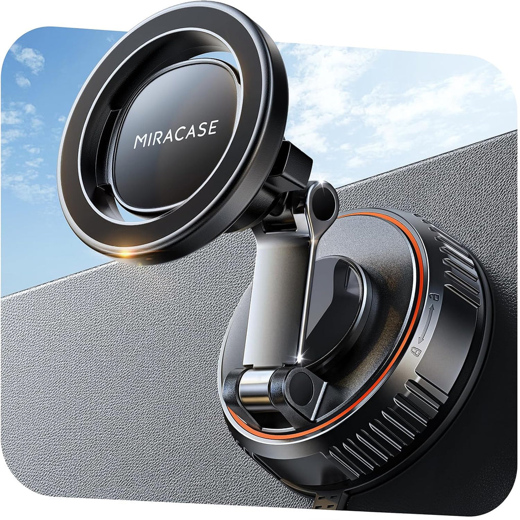 Miracase for MagSafe Car Mount[3600gf Strong Magnet & 89+LBS Suction Base]Vacuum Magnetic Phone Holders for Your Car, 360° Adjustable Dashboard & Windshield Mount with Dash Accents for All Smartphones